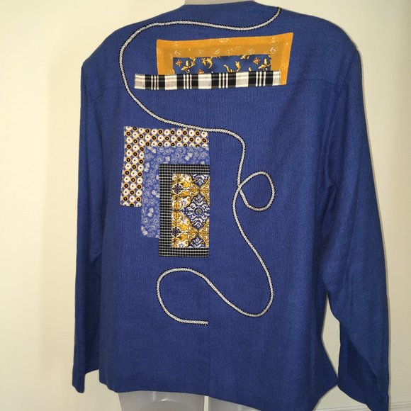 Canvasbacks Blue Patchwork Art Tapestry Jacket - Picture 3 of 9